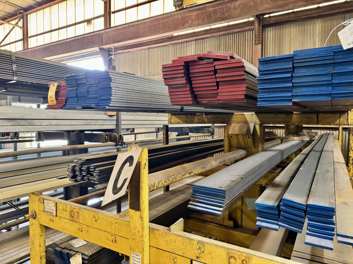 Inventory Stacks of Steel at Huntington Steel's Warehouse in Huntington, WV